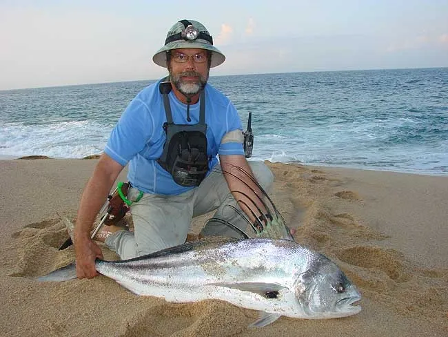 rooster fish caught with Florida surf angler rod